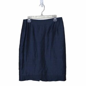 Tahari Blue Linen Blend Pencil Skirt Size 4
